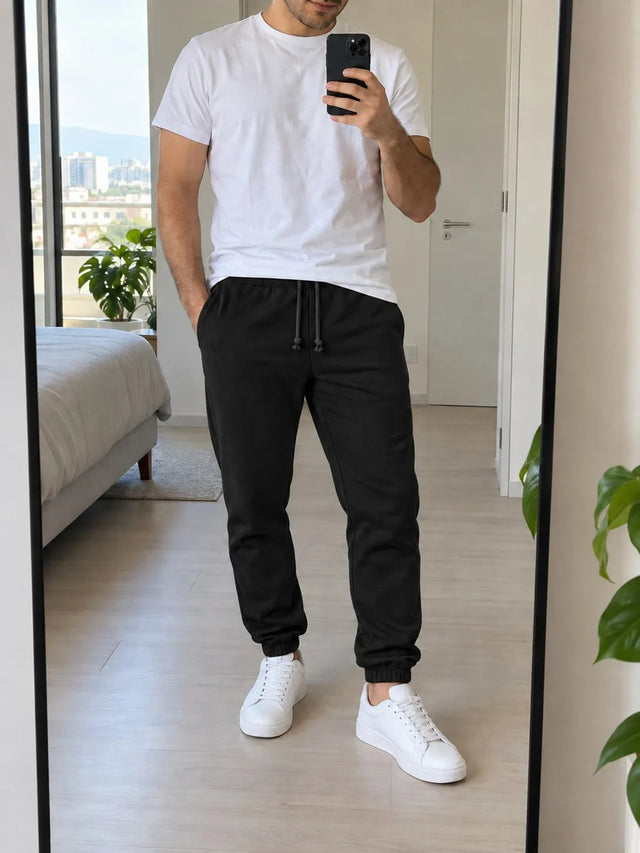 Pantalon De Buzo Con Puño 285g Jogger De Hombre Basico