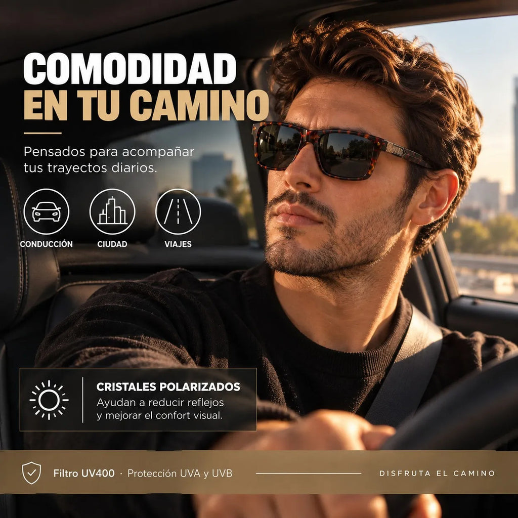 Lentes De Sol Polarizados Hombre Carey Rectangular Uv400
