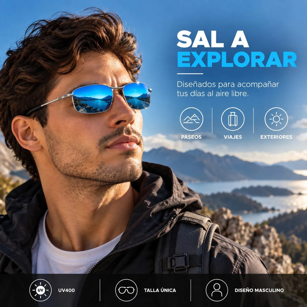 Lentes De Sol Aero Hombre Uv400 Tr90 Espejados Con Estuche