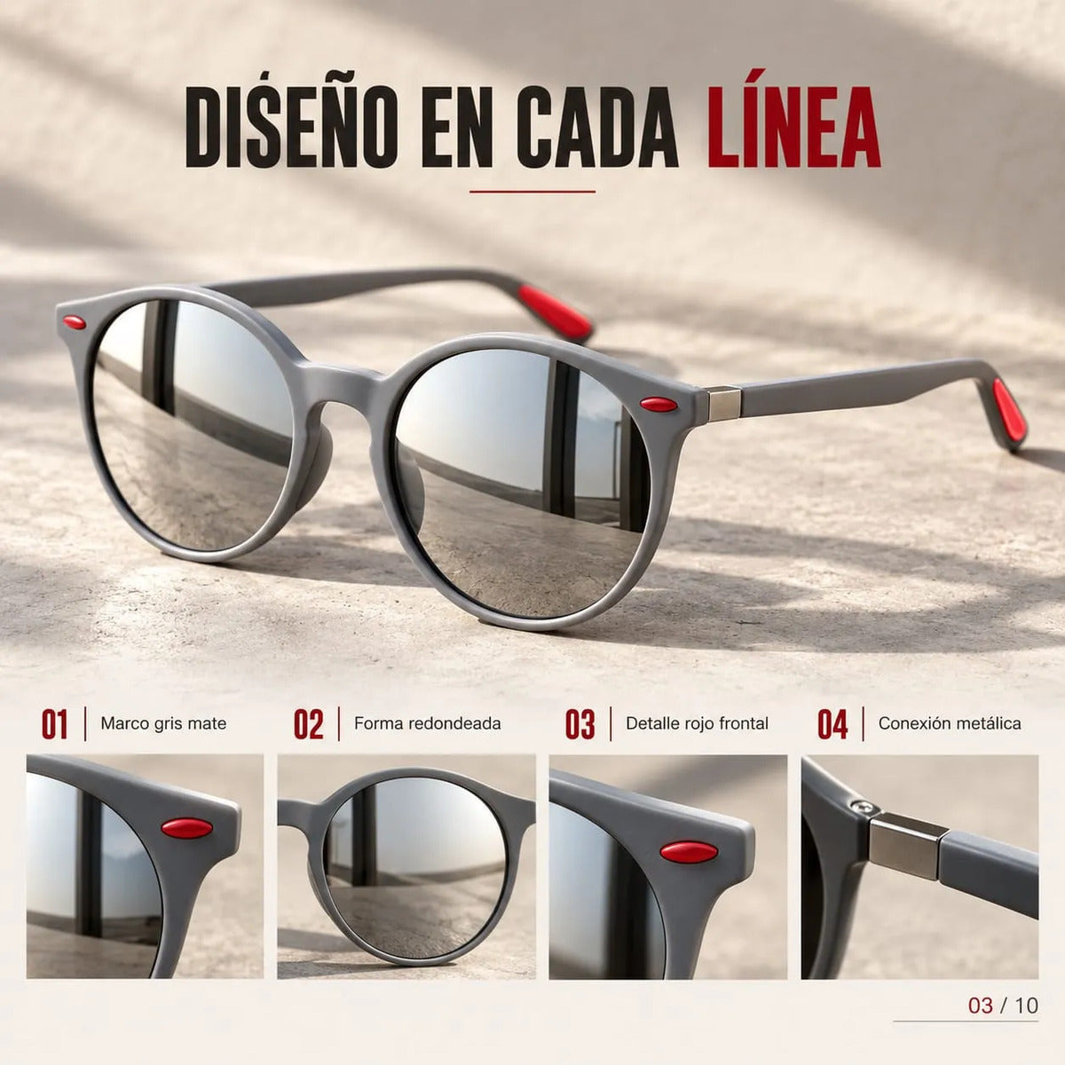Lentes De Sol Hombre Redondos Uv400 Espejados Con Estuche