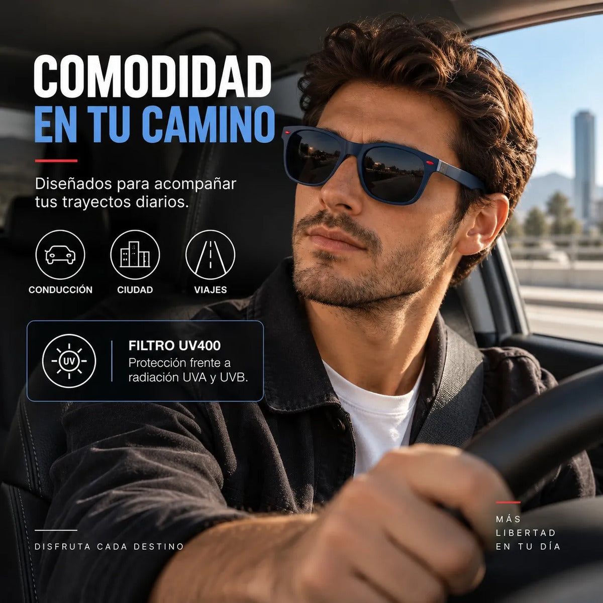 Lente De Sol Urban Square Clasico De Hombre Polarizado Uv400