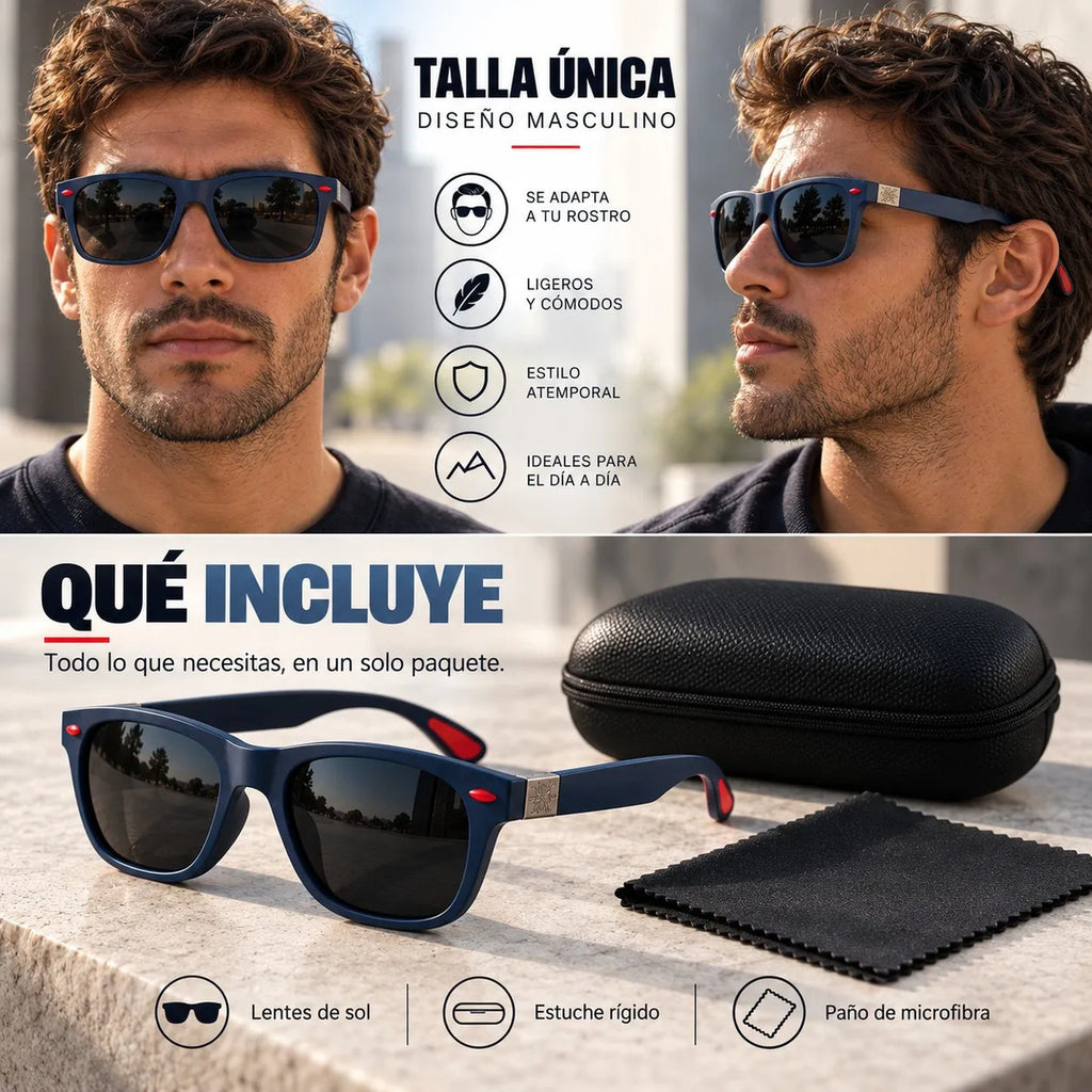 Lente De Sol Urban Square Clasico De Hombre Polarizado Uv400