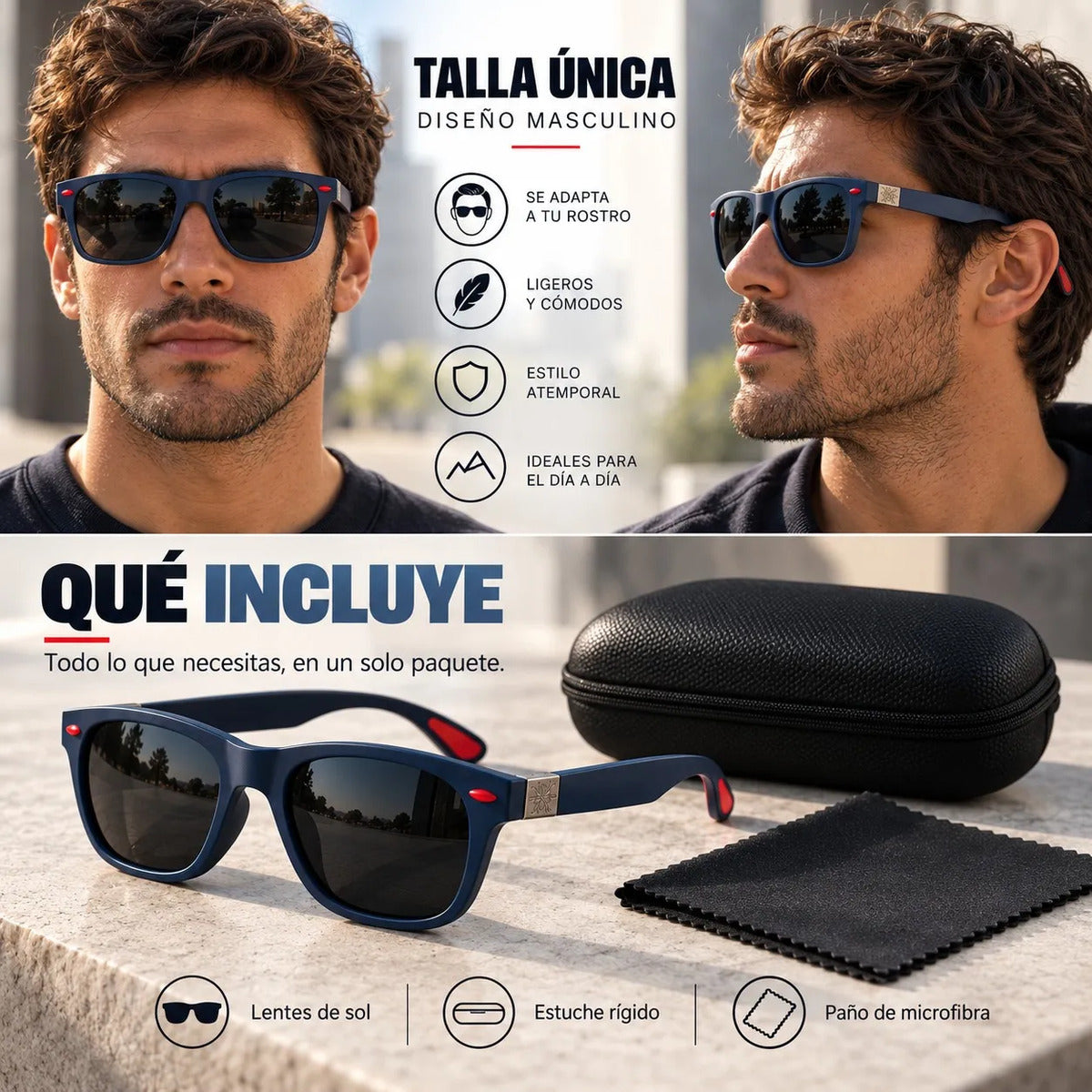 Lente De Sol Urban Square Clasico De Hombre Polarizado Uv400