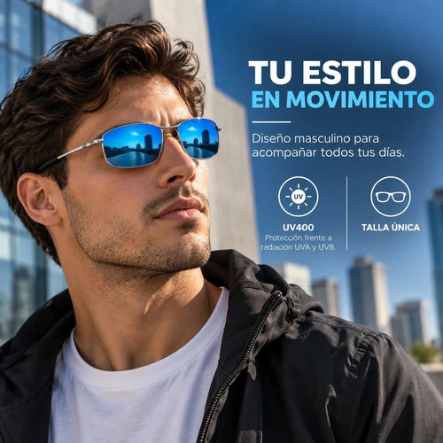 Lentes De Sol Aero Hombre Uv400 Tr90 Espejados Con Estuche