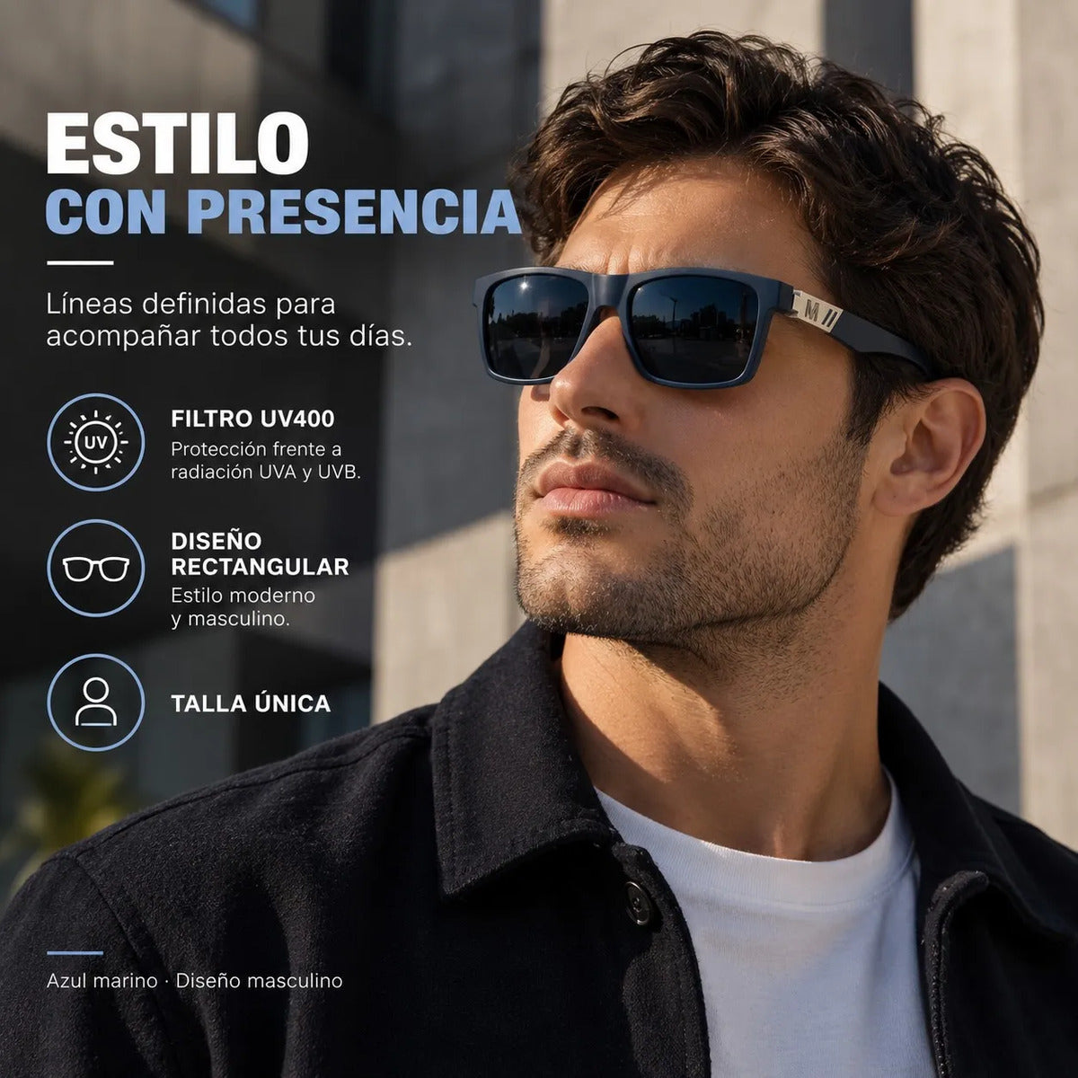 Lentes De Sol Polarizado De Hombre Rectangulares Uv400