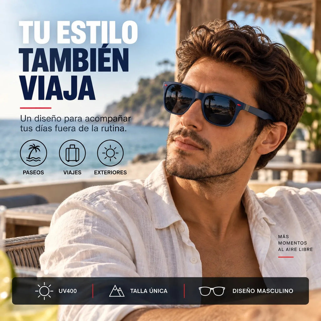 Lente De Sol Urban Square Clasico De Hombre Polarizado Uv400