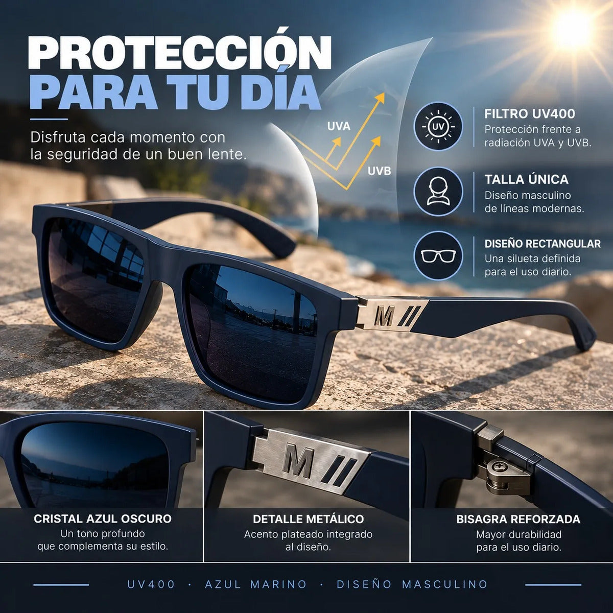 Lentes De Sol Polarizado De Hombre Rectangulares Uv400