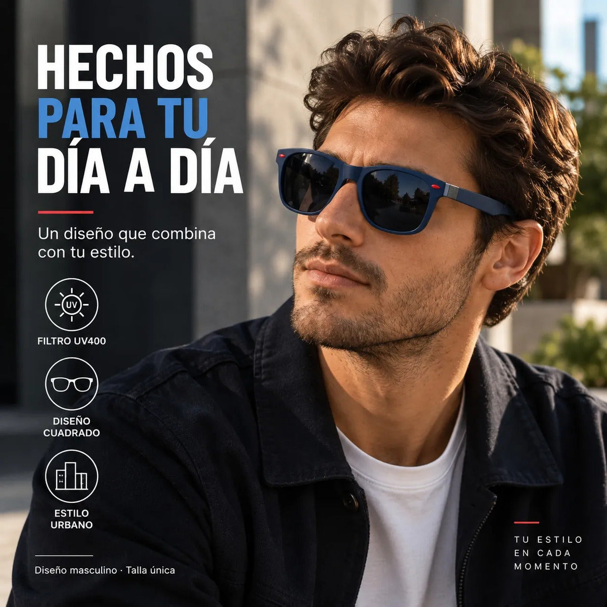 Lente De Sol Urban Square Clasico De Hombre Polarizado Uv400