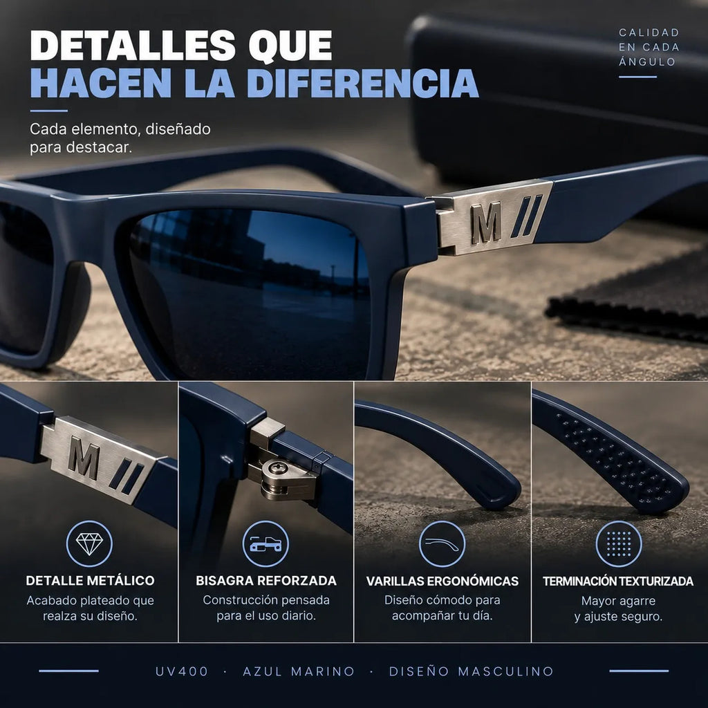 Lentes De Sol Polarizado De Hombre Rectangulares Uv400