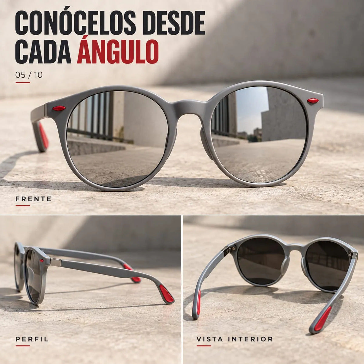 Lentes De Sol Hombre Redondos Uv400 Espejados Con Estuche