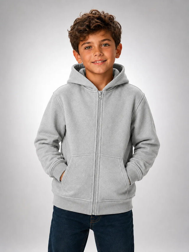 Poleron Con Cierre De Niños 340g Canguro Basico 70/30 Casual
