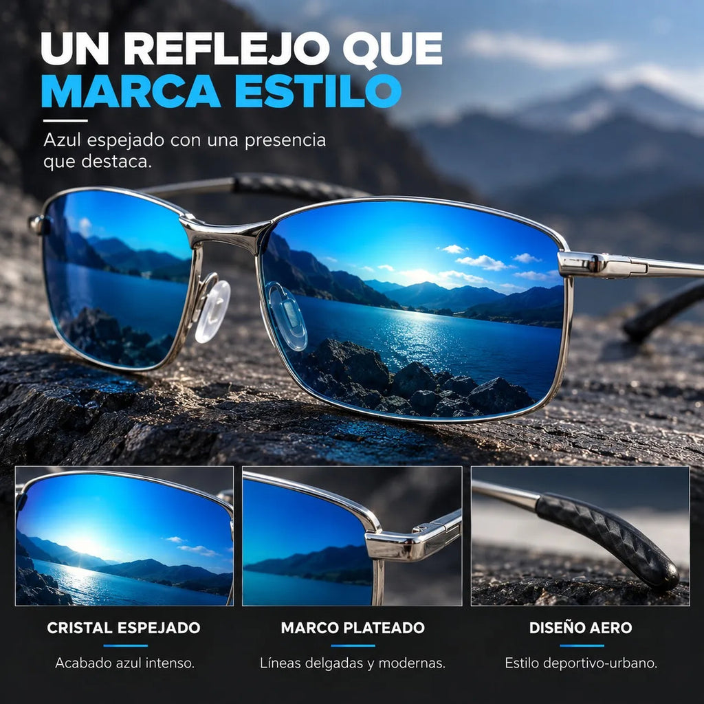 Lentes De Sol Aero Hombre Uv400 Tr90 Espejados Con Estuche