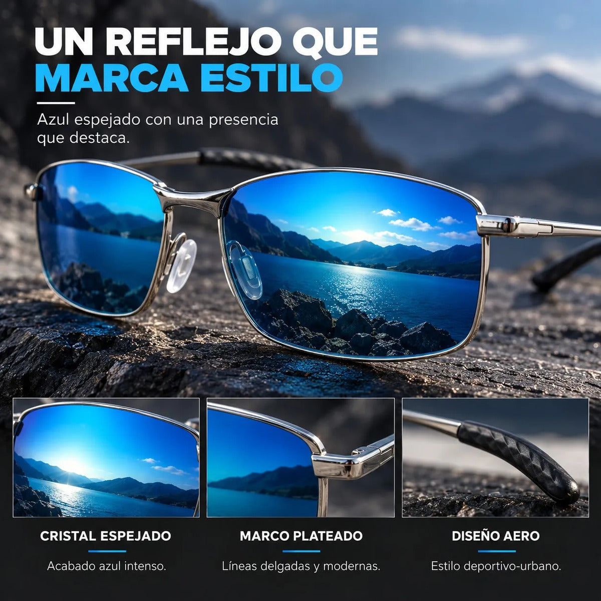 Lentes De Sol Aero Hombre Uv400 Tr90 Espejados Con Estuche
