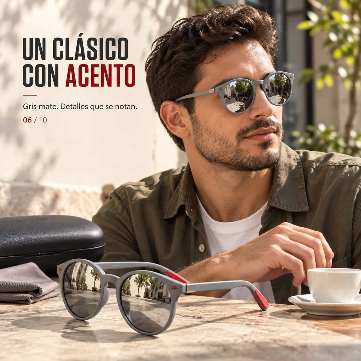 Lentes De Sol Hombre Redondos Uv400 Espejados Con Estuche