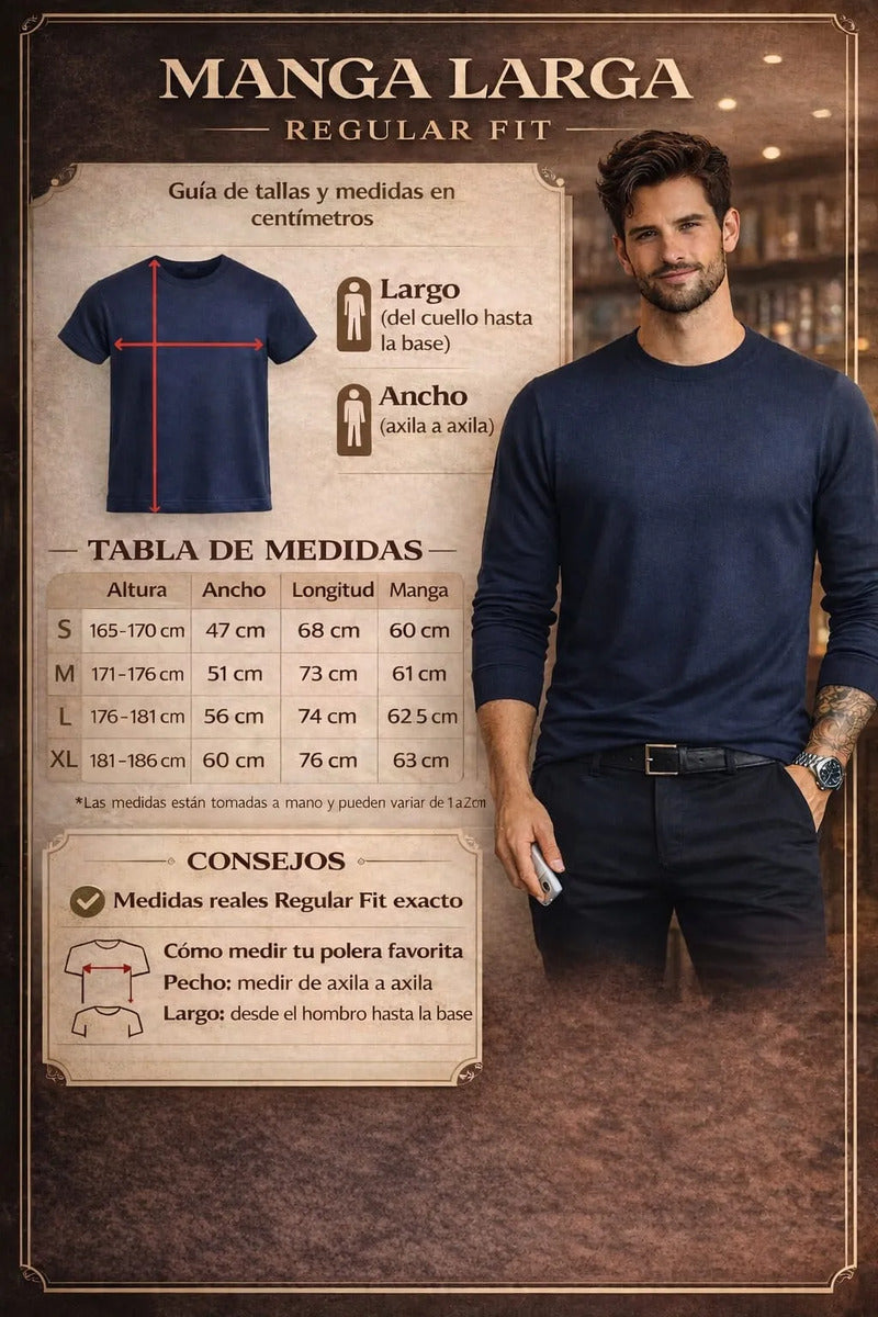 Polera Manga Larga Cuello Redondo 100% Algodón Para Estampar