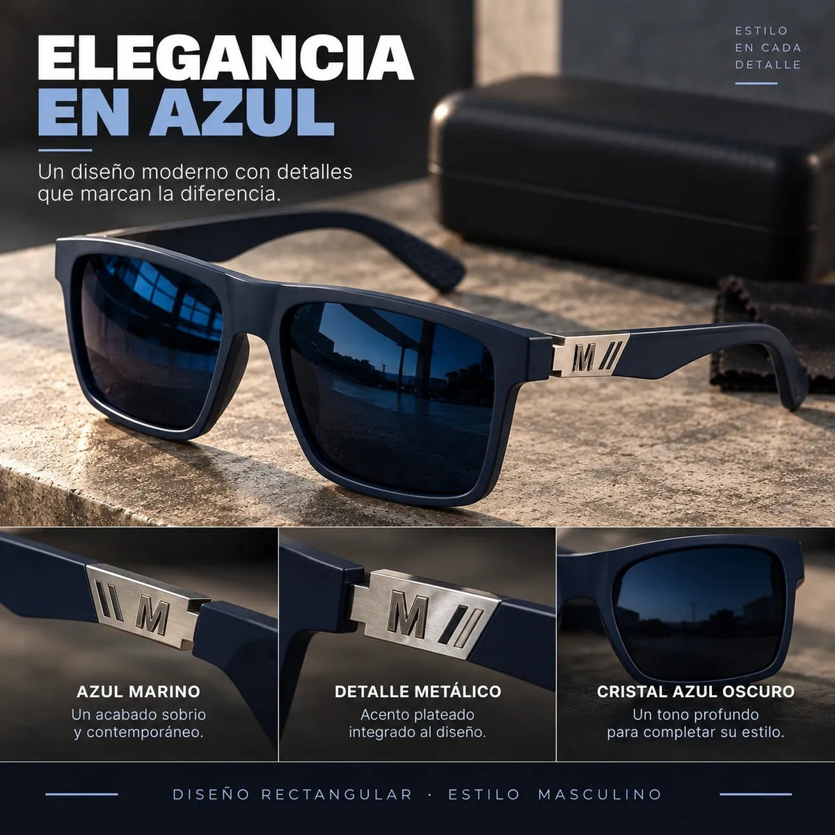 Lentes De Sol Polarizado De Hombre Rectangulares Uv400