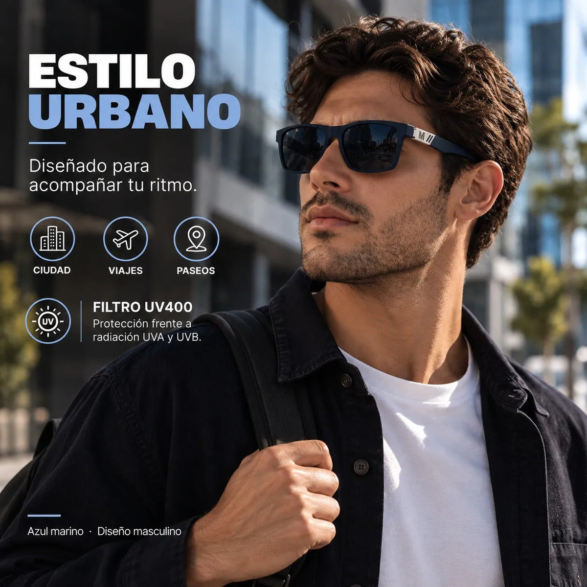 Lentes De Sol Polarizado De Hombre Rectangulares Uv400