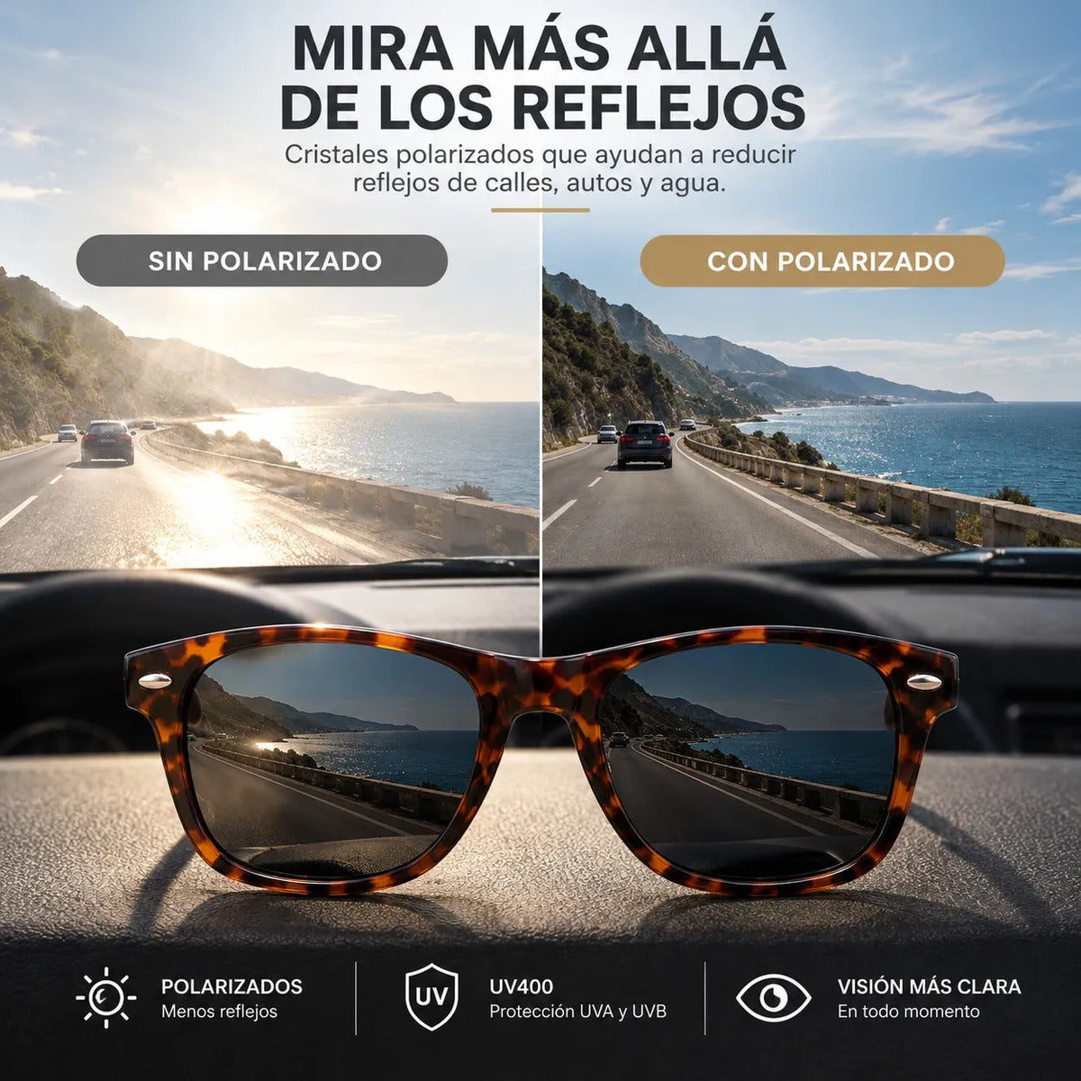 Lentes De Sol Polarizados Unisex Carey  Protección Uv400