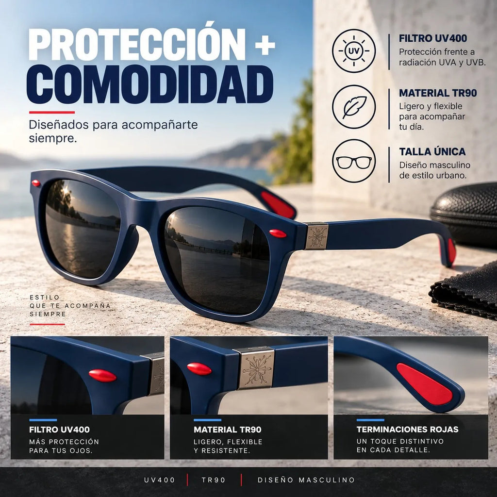Lente De Sol Urban Square Clasico De Hombre Polarizado Uv400