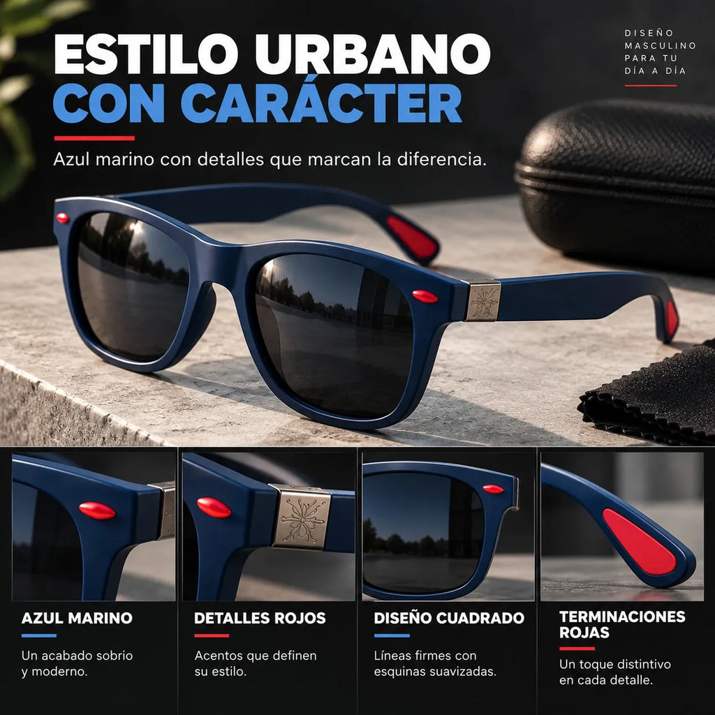 Lente De Sol Urban Square Clasico De Hombre Polarizado Uv400