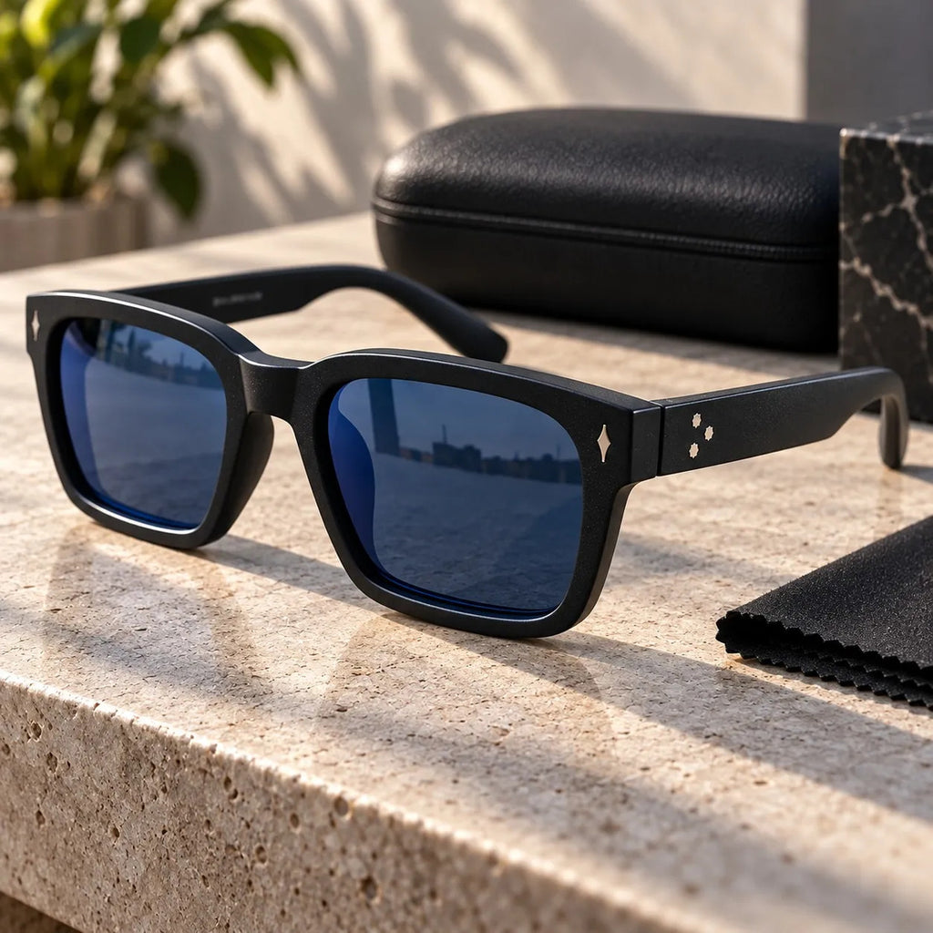 Lentes De Sol Monaco Rectangulares Uv400 Hombre Con Estuche