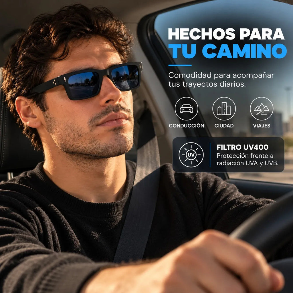 Lentes De Sol Monaco Rectangulares Uv400 Hombre Con Estuche