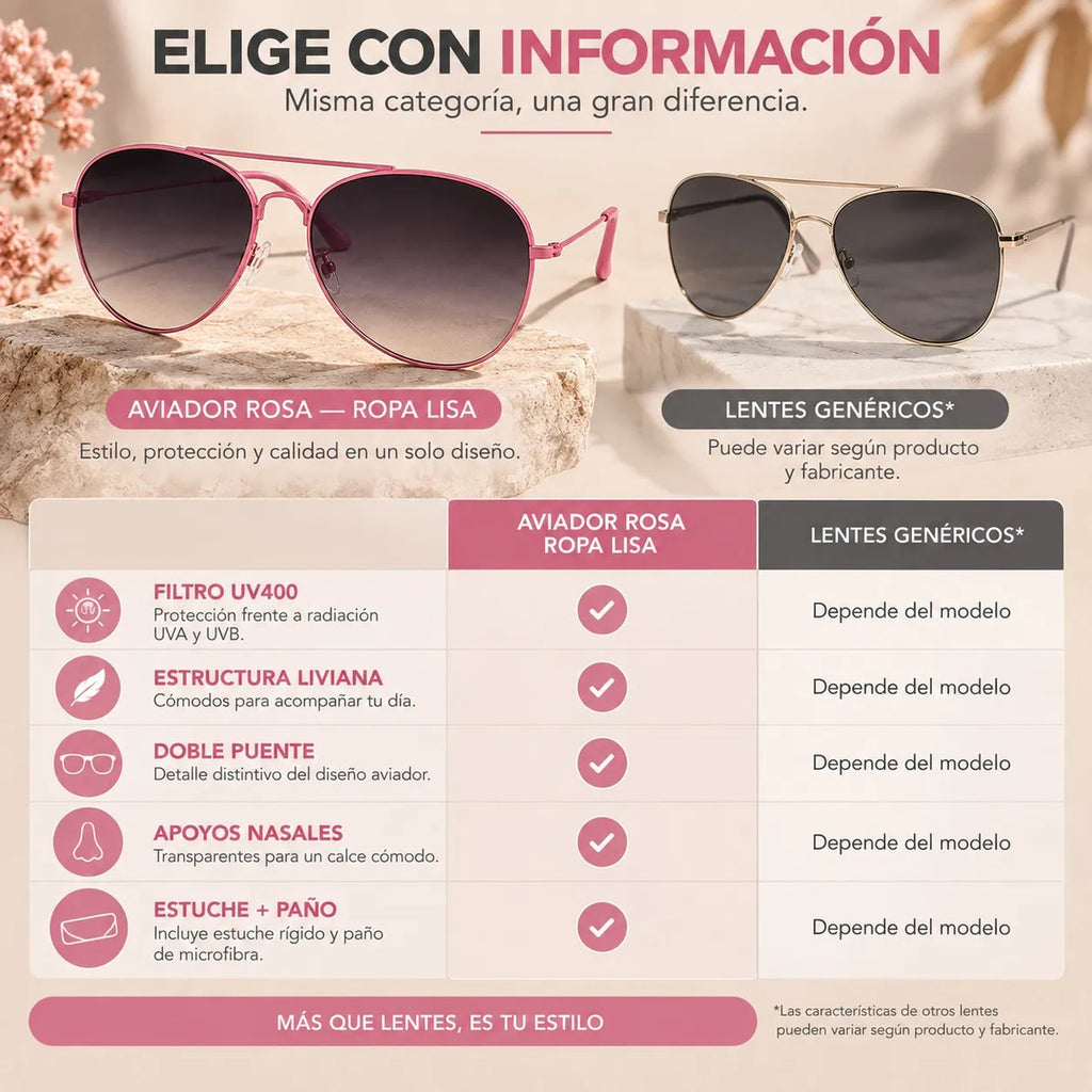 Lentes De Sol Mujer Polarizado Aviador Rosa Uv400 Degradé