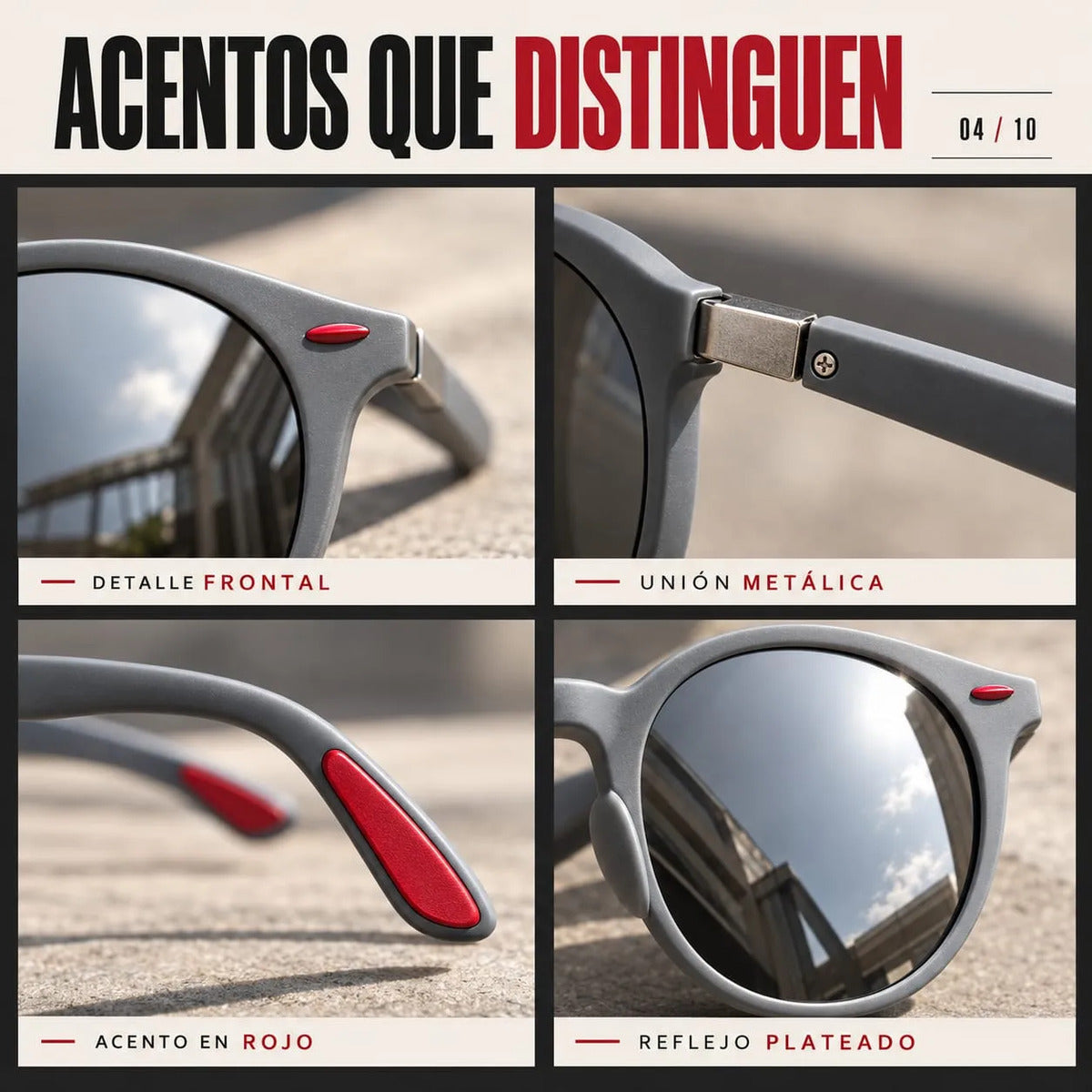 Lentes De Sol Hombre Redondos Uv400 Espejados Con Estuche