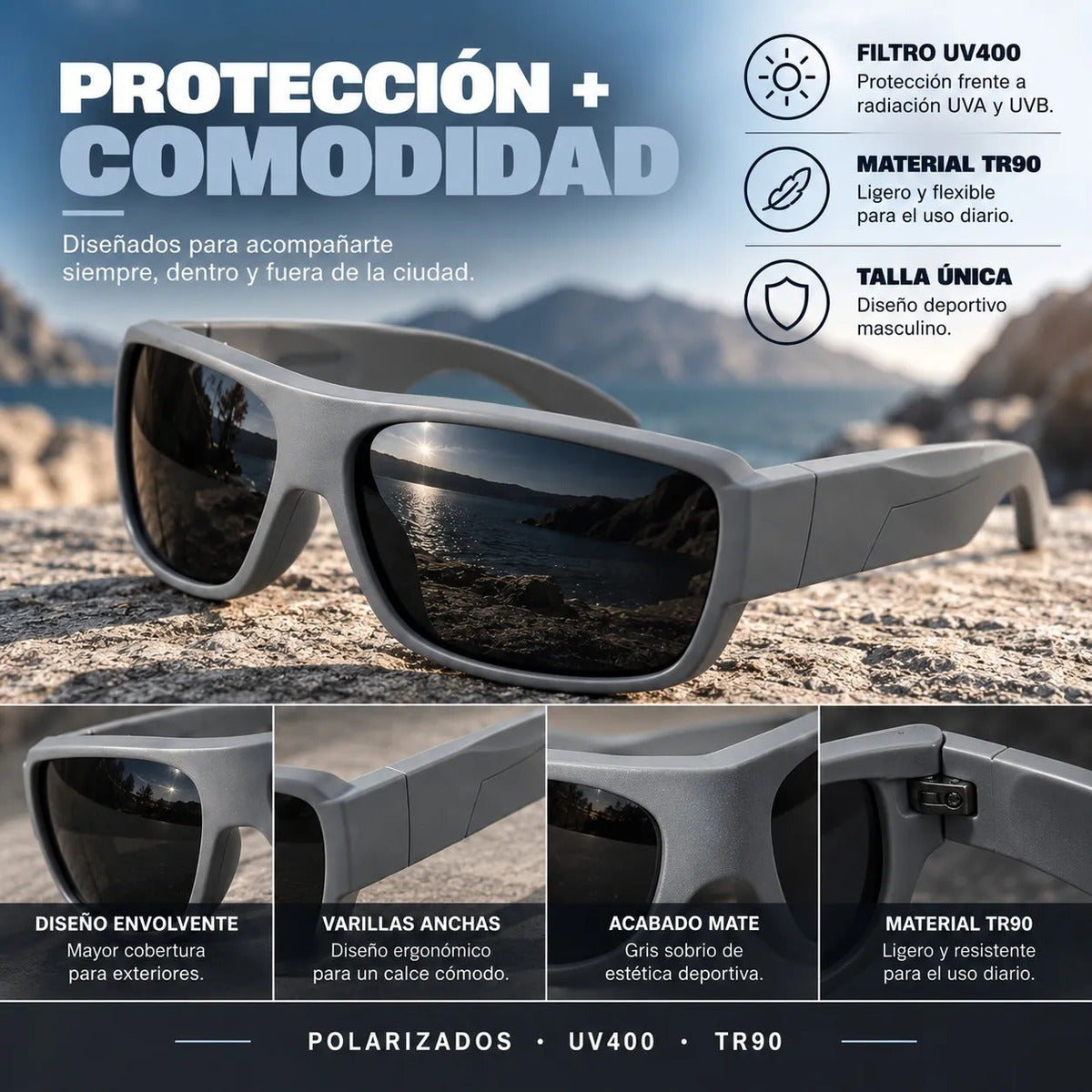 Lente De Sol Deportivo De Hombre Proteccion Uv400 Polarizado