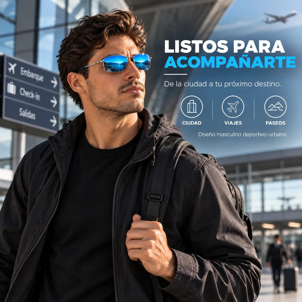 Lentes De Sol Aero Hombre Uv400 Tr90 Espejados Con Estuche
